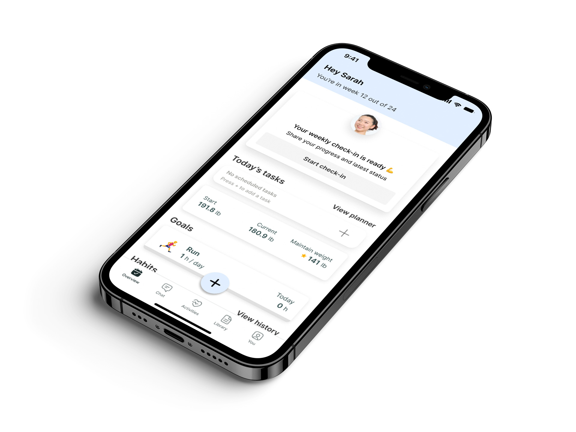 A mockup of the coaching app showcasing the features.
